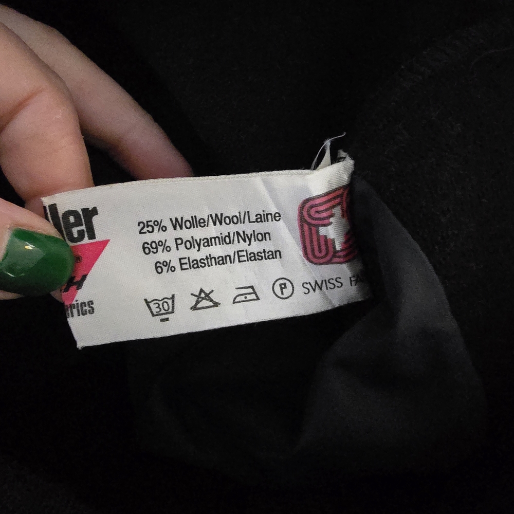 Salo Black Bib Overalls Snow Ski Pants With Stirrup Feet Size 10 Wool Blend - Picture 4 of 7